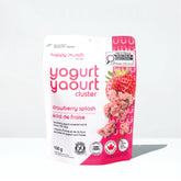 Front of Happy Munch Strawberry Splash yogurt cluster packaging on a white background